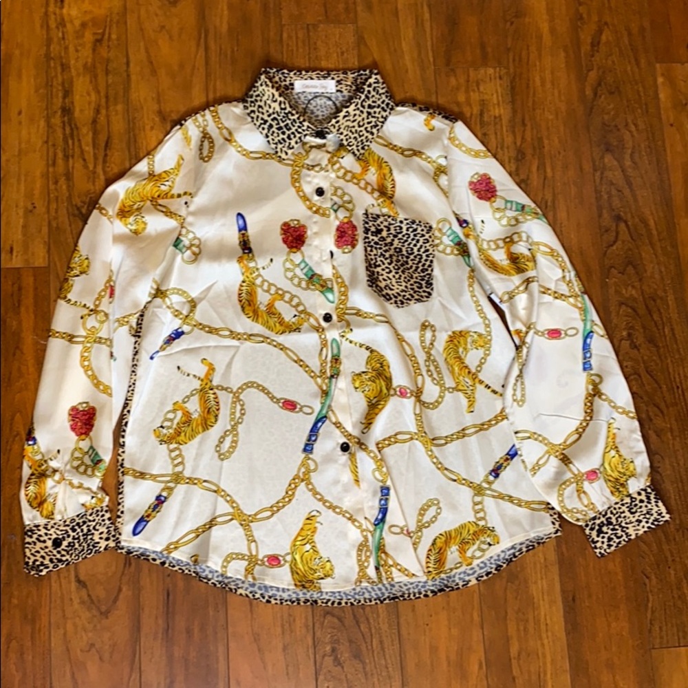 Ivory Tiger Chain Print Shirt